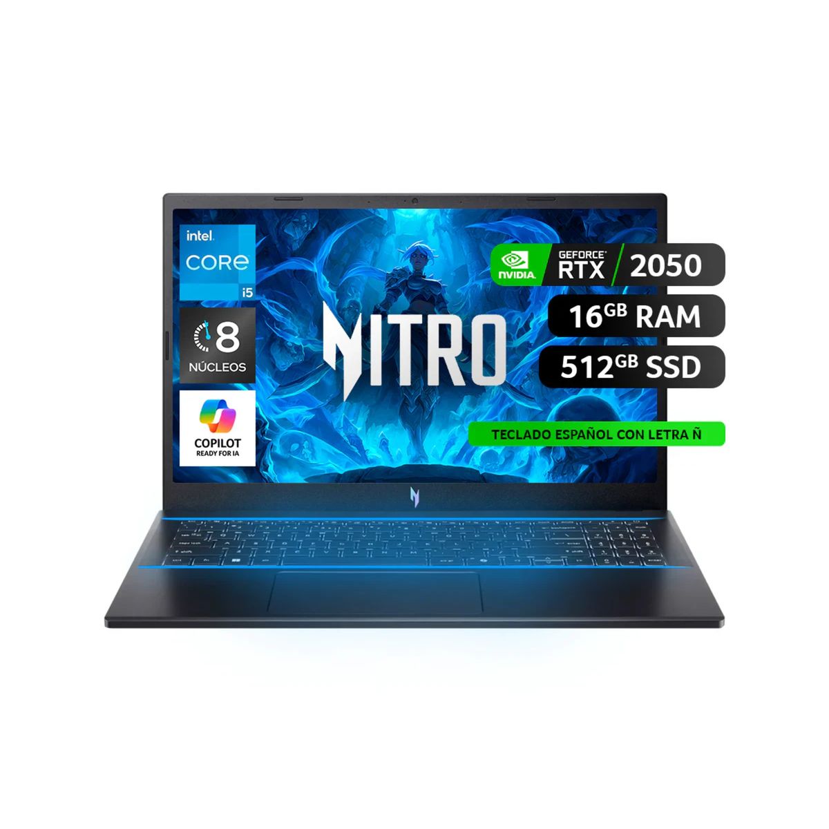 ACER - Notebook Gamer Acer ANV15-51-53W1-1 /IntelCore i5/ NVIDIA RTX 2050 /16GBRAM /512GB SSD/ 15,6"IPS