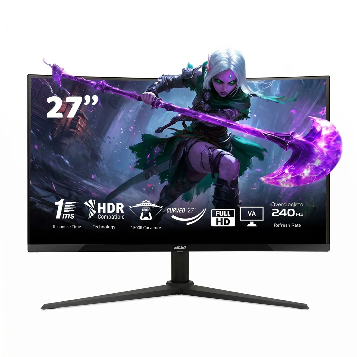 ACER - Monitor Gamer Acer Nitro XZ270 27 FHD Panel VA Freesync Premium 1MS VRB 240Hz HDR10