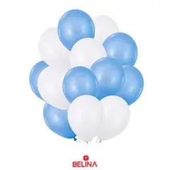 GENERICO - Set de globos latex blanco y celeste 25pcs 23cm