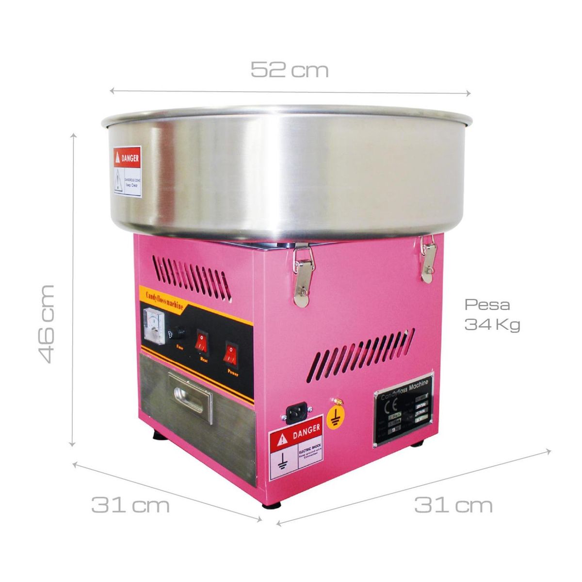 B FRESH - Máquina de algodón de azúcar Rosa profesional grande Bfresh