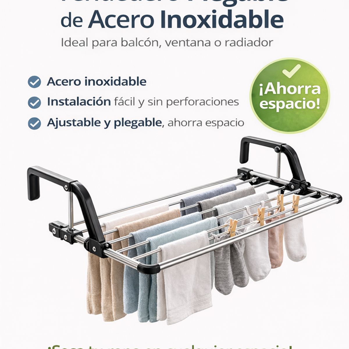 MOVI - Tendedero Plegable de Acero Inoxidable