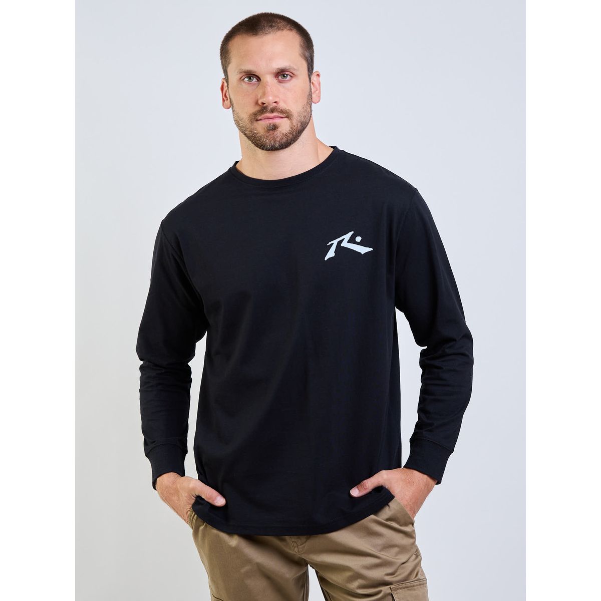 RUSTY - Polera ML Space Lava Negro Hombre Rusty