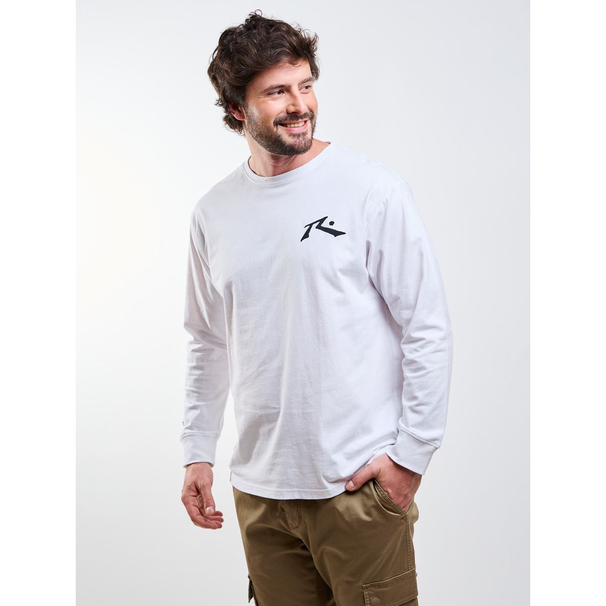 RUSTY - Polera ML R Logo Blanco Hombre Rusty