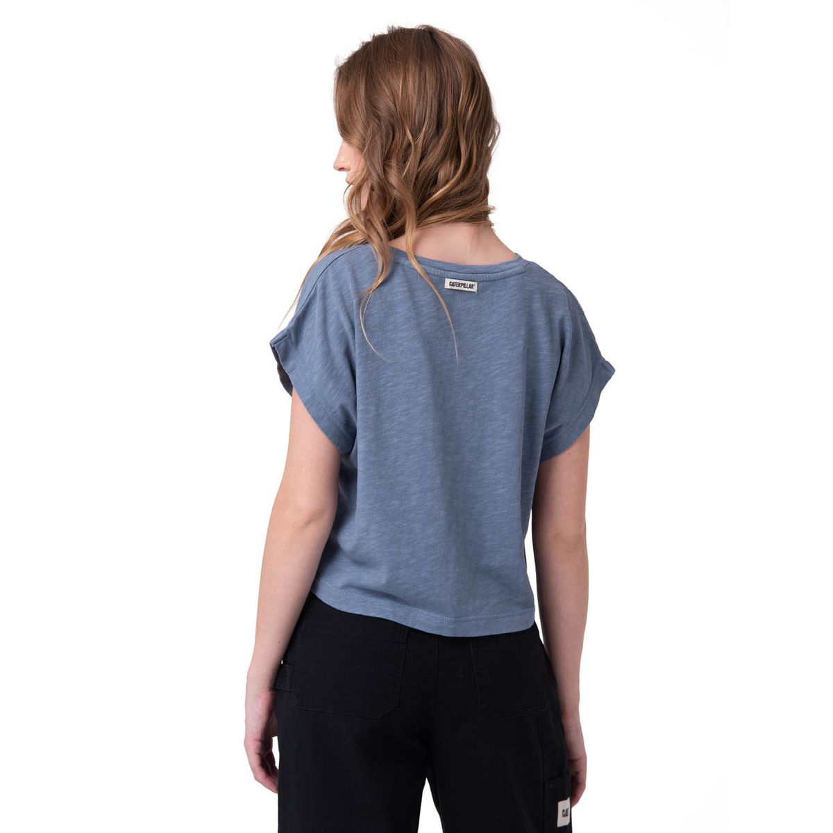 CAT - Polera Manga Corta Mujer Slub Knit Fashion Azul CAT