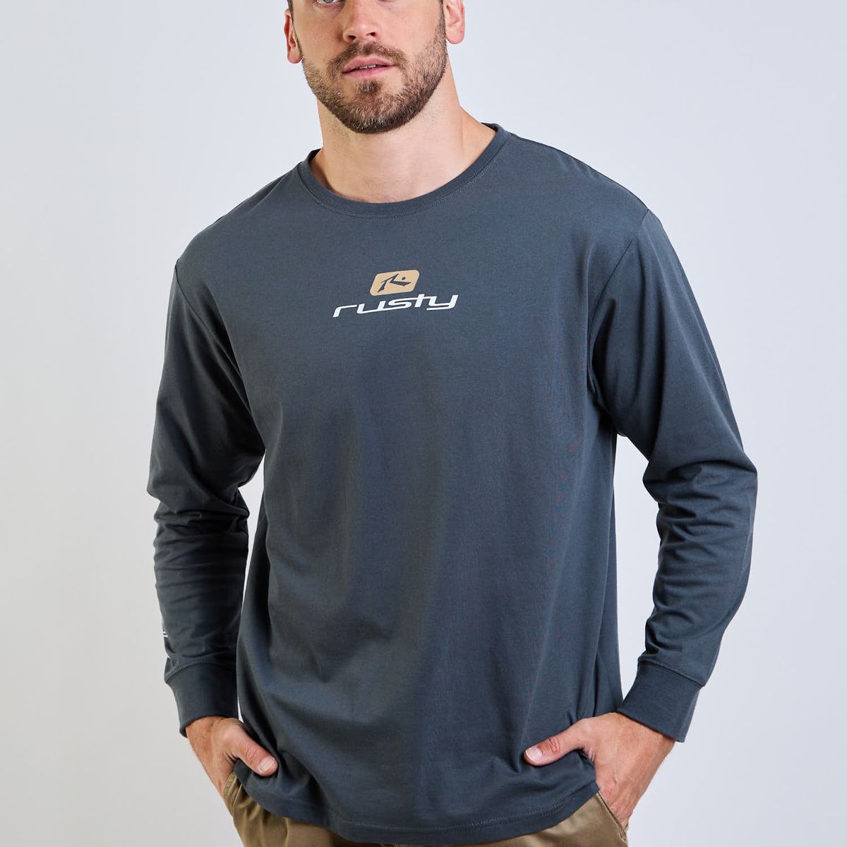 RUSTY - Polera ML Speed R Gris Hombre Rusty