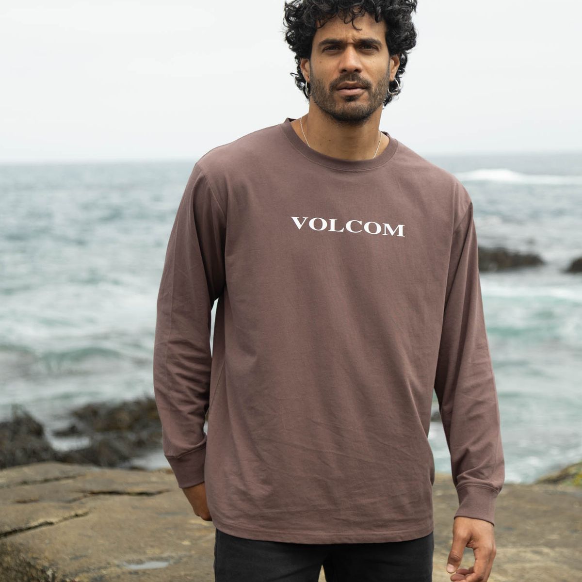 VOLCOM - Polera ML VLC Stone Café Hombre Volcom