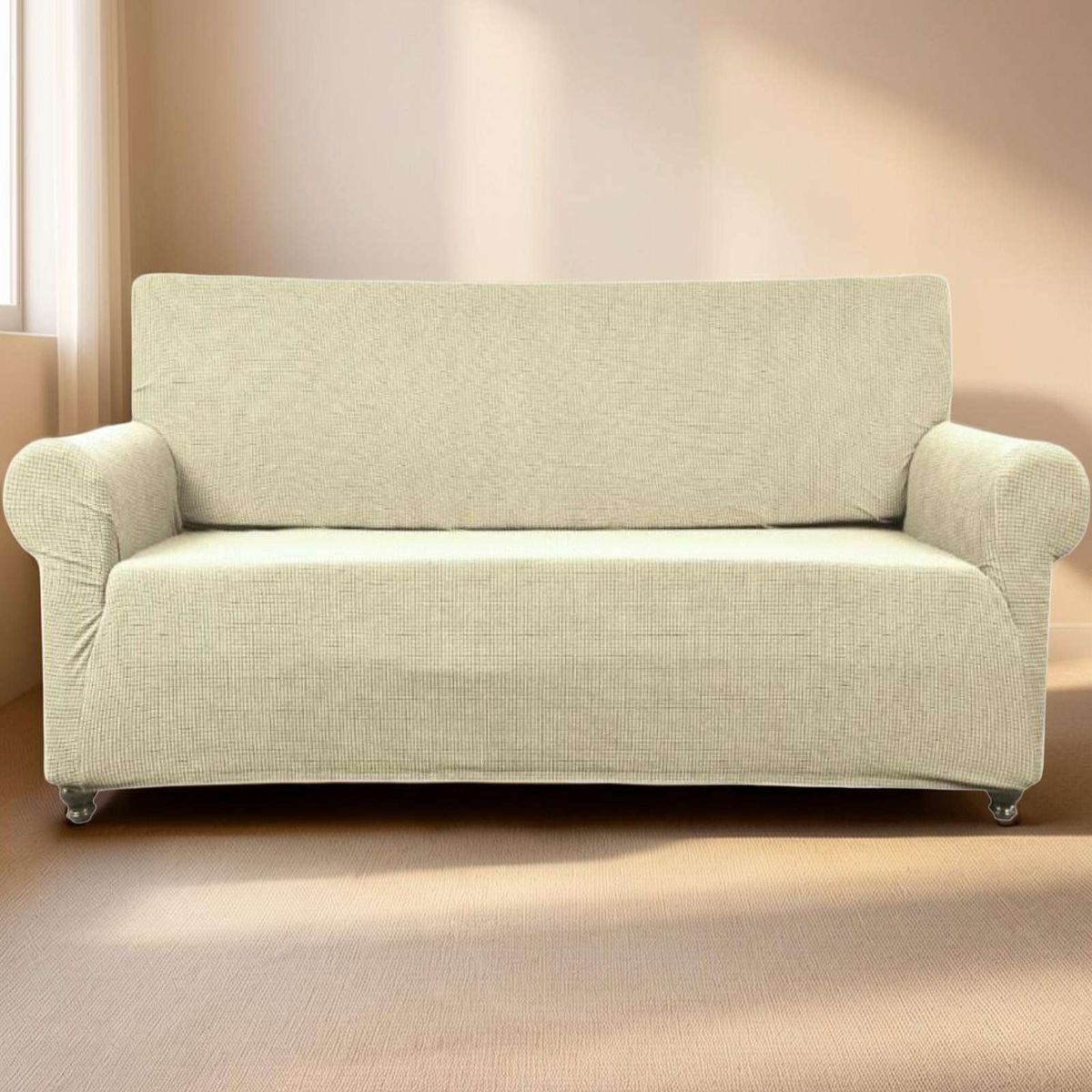 GENERICO - FUNDA DE MUEBLE 3 CUERPOS CUADRILLE BEIGE