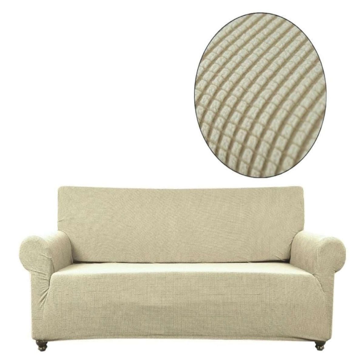 GENERICO - FUNDA DE MUEBLE 3 CUERPOS CUADRILLE BEIGE