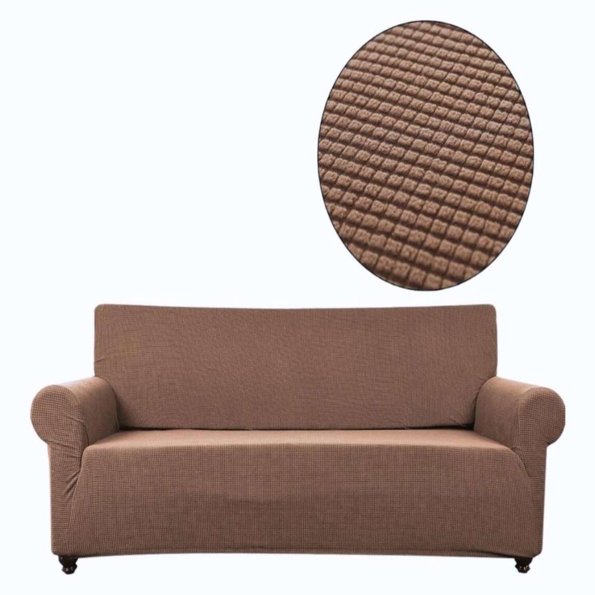 GENERICO - FUNDA DE MUEBLE 3 CUERPOS CUADRILLE CAFÉ