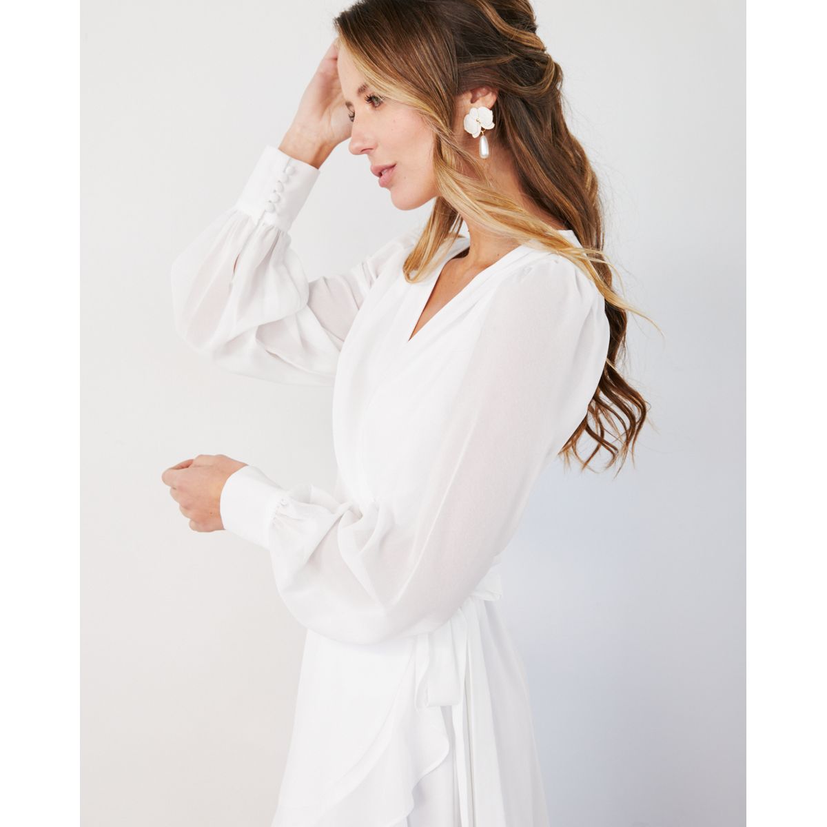 MI PLACARD - Vestido de Novia Corto Jacinta Manga Larga Ivory