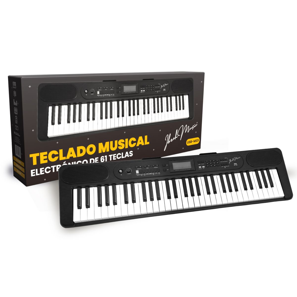 IBRAH - Teclado Musical 61 Teclas Ibrah Music Piano Con Midi Sustain