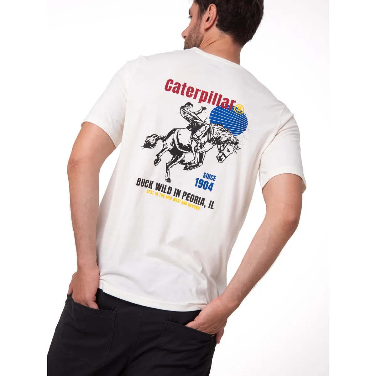CAT - Polera Manga Corta Hombre Western Urban Blanco CAT