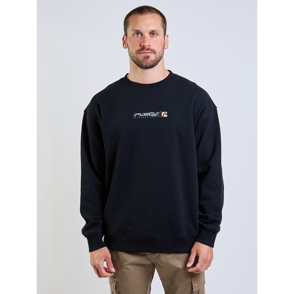 RUSTY - Poleron CR Rusty International Crew Negro Hombre Rusty