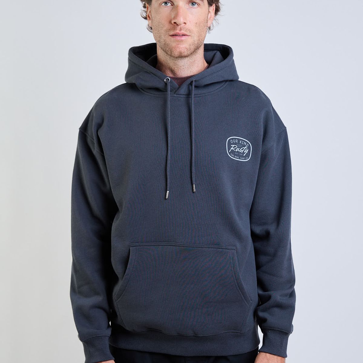 RUSTY - Poleron Canguro Real Surf Hoodie Gris Hombre Rusty