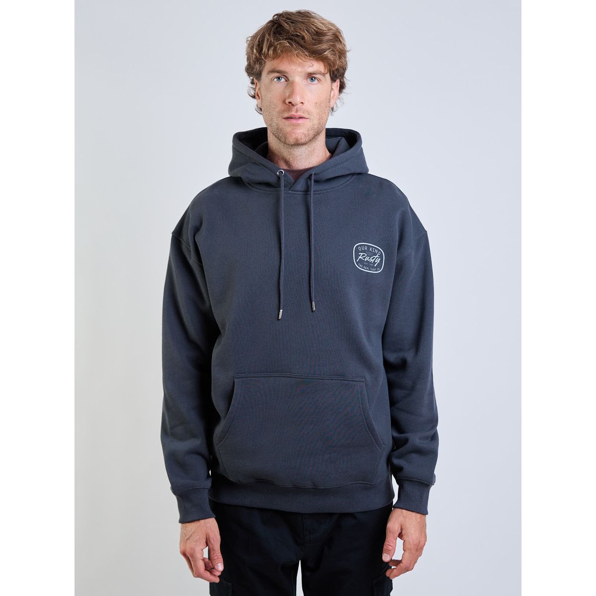 RUSTY - Poleron Canguro Real Surf Hoodie Gris Hombre Rusty