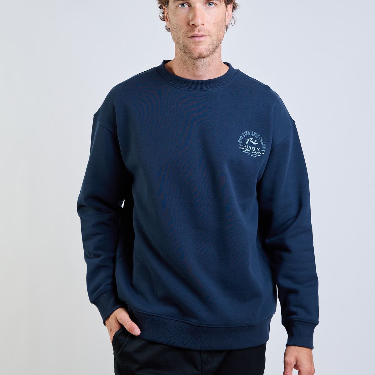 RUSTY - Poleron CR Heat Surf Crew Azul Hombre Rusty