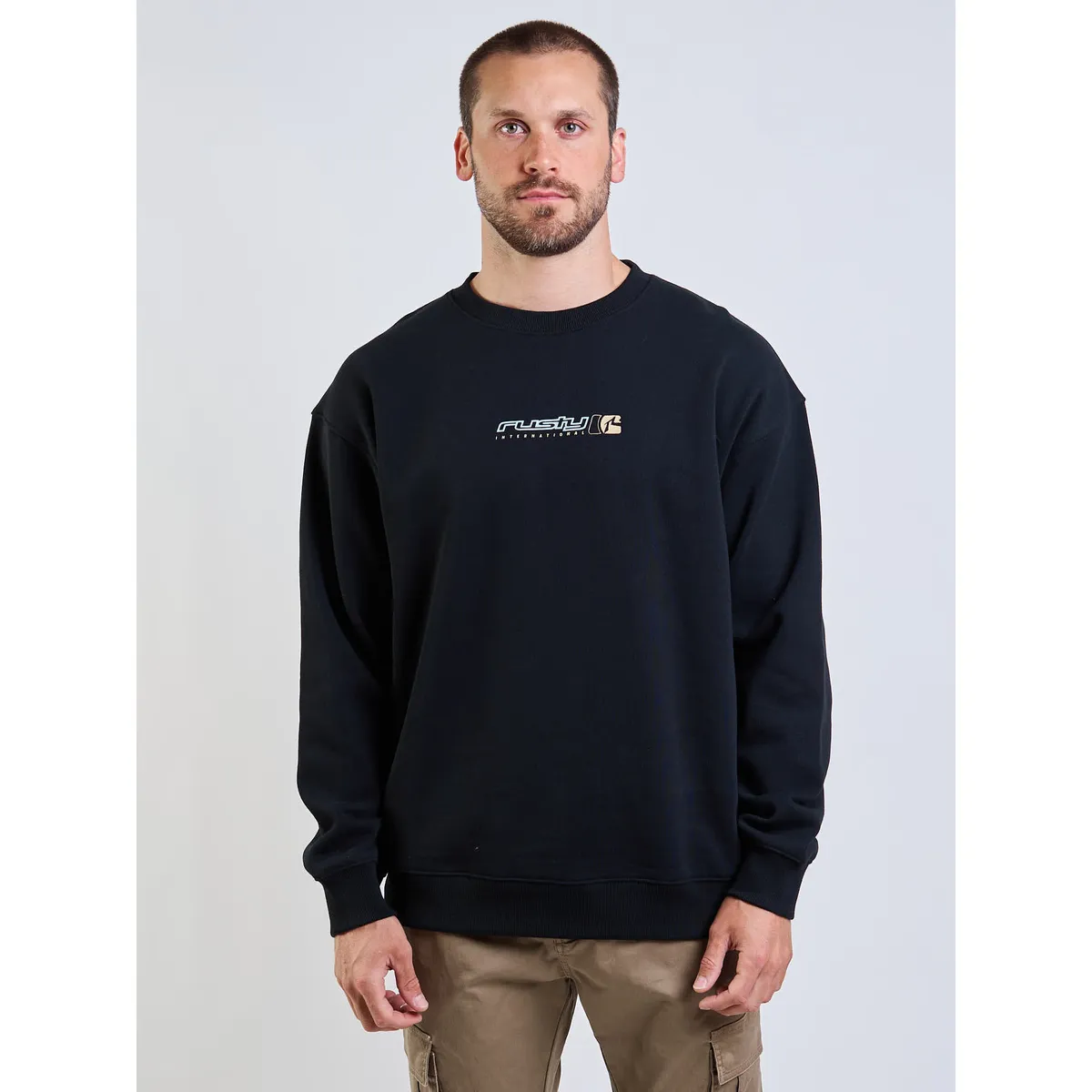 RUSTY - Poleron CR Rusty International Crew Negro Hombre Rusty