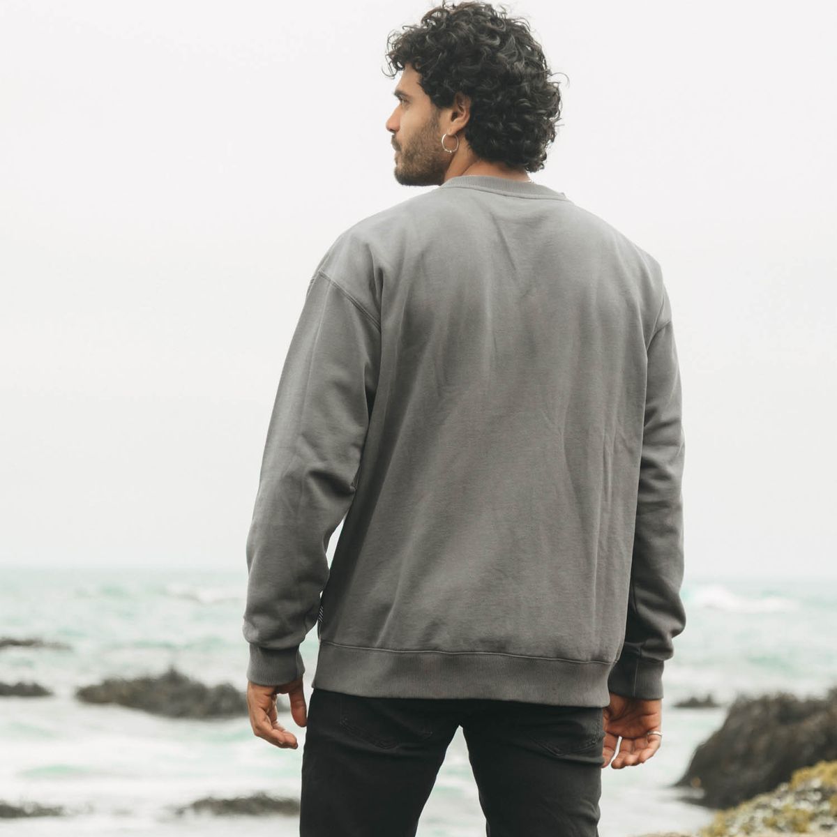 VOLCOM - Poleron CR Oversize Logo Embroidery Gris Hombre Volcom