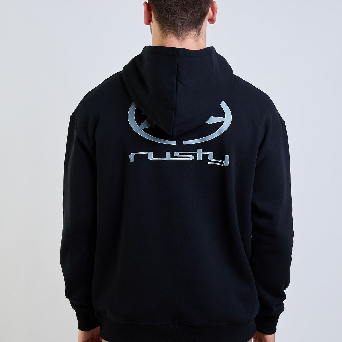 RUSTY - Poleron Canguro Target Hoodie Negro Hombre Rusty