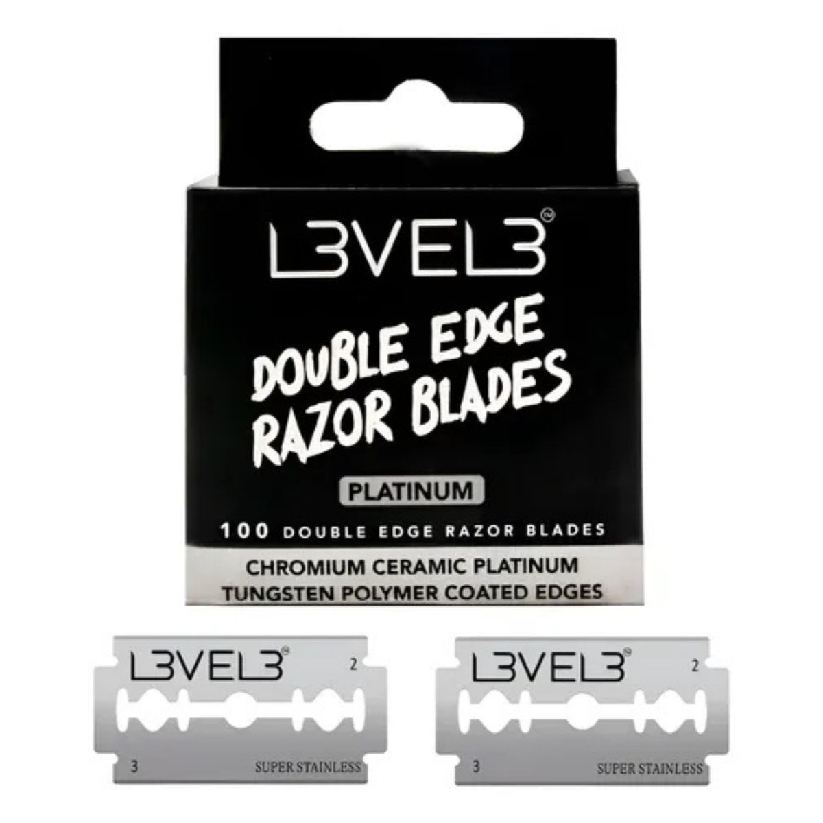 GENERICO - Navajas Para Afeitar Level 3 Doble Filo Acero Inox 100 Pz Negro