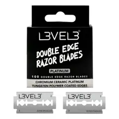 GENERICO - Navajas Para Afeitar Level 3 Doble Filo Acero Inox 100 Pz Negro