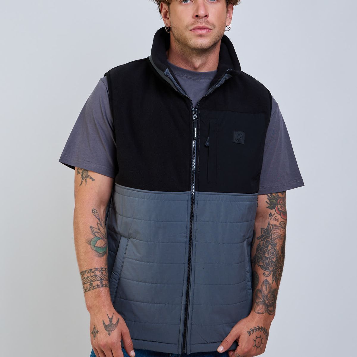 VOLCOM - Poleron Polar Search Zip Crew Gris Hombre Volcom