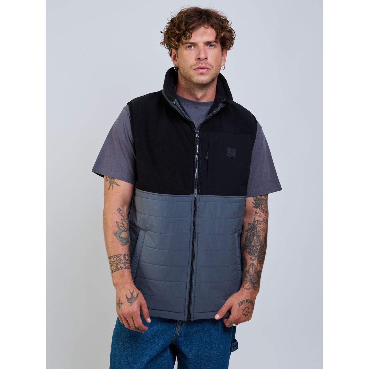 VOLCOM - Poleron Polar Search Zip Crew Gris Hombre Volcom