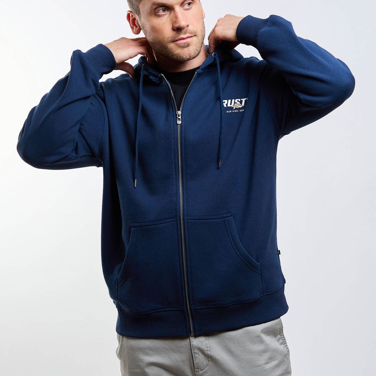 RUSTY - Poleron FZ Double Or Quits Zip Azul Hombre Rusty