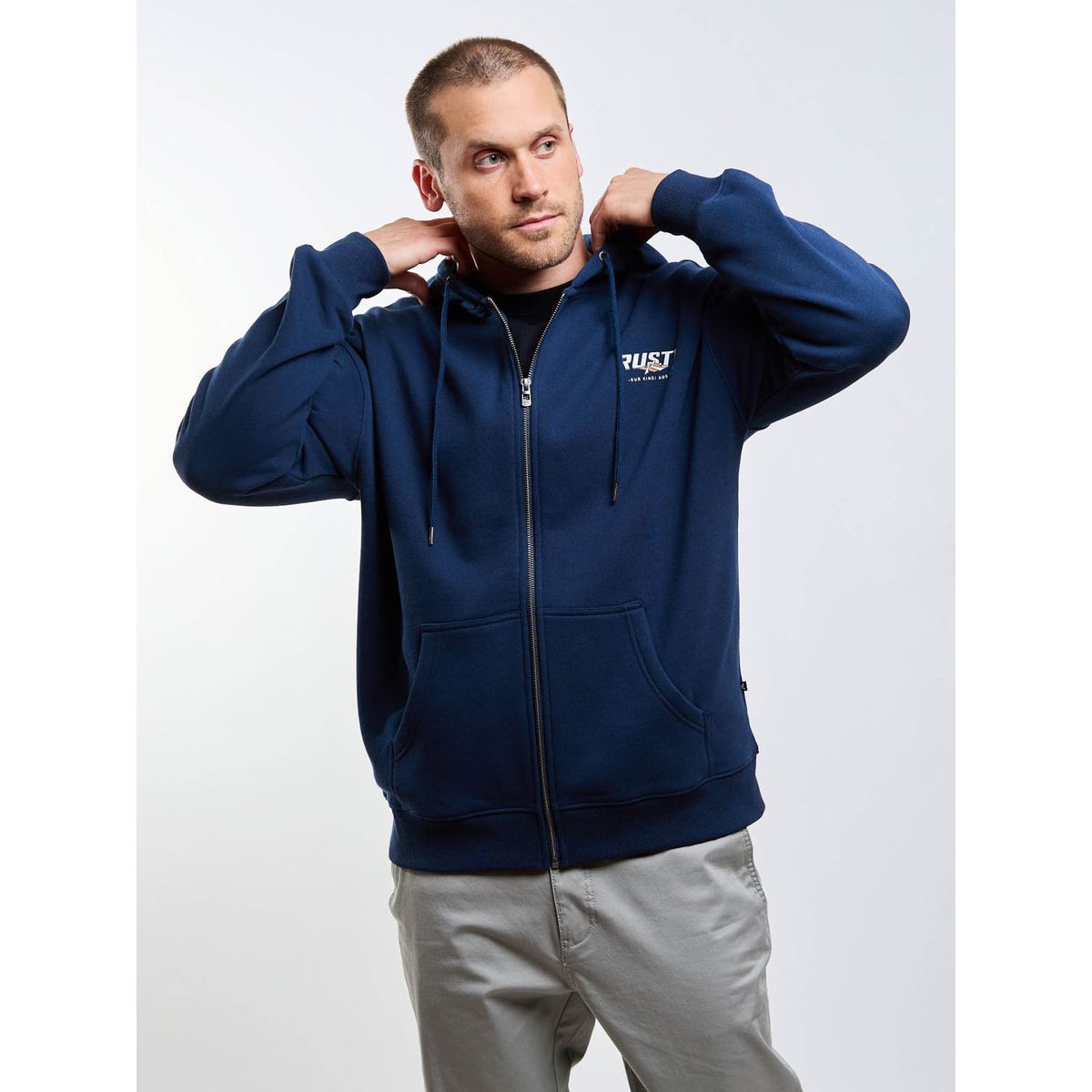 RUSTY - Poleron FZ Double Or Quits Zip Azul Hombre Rusty