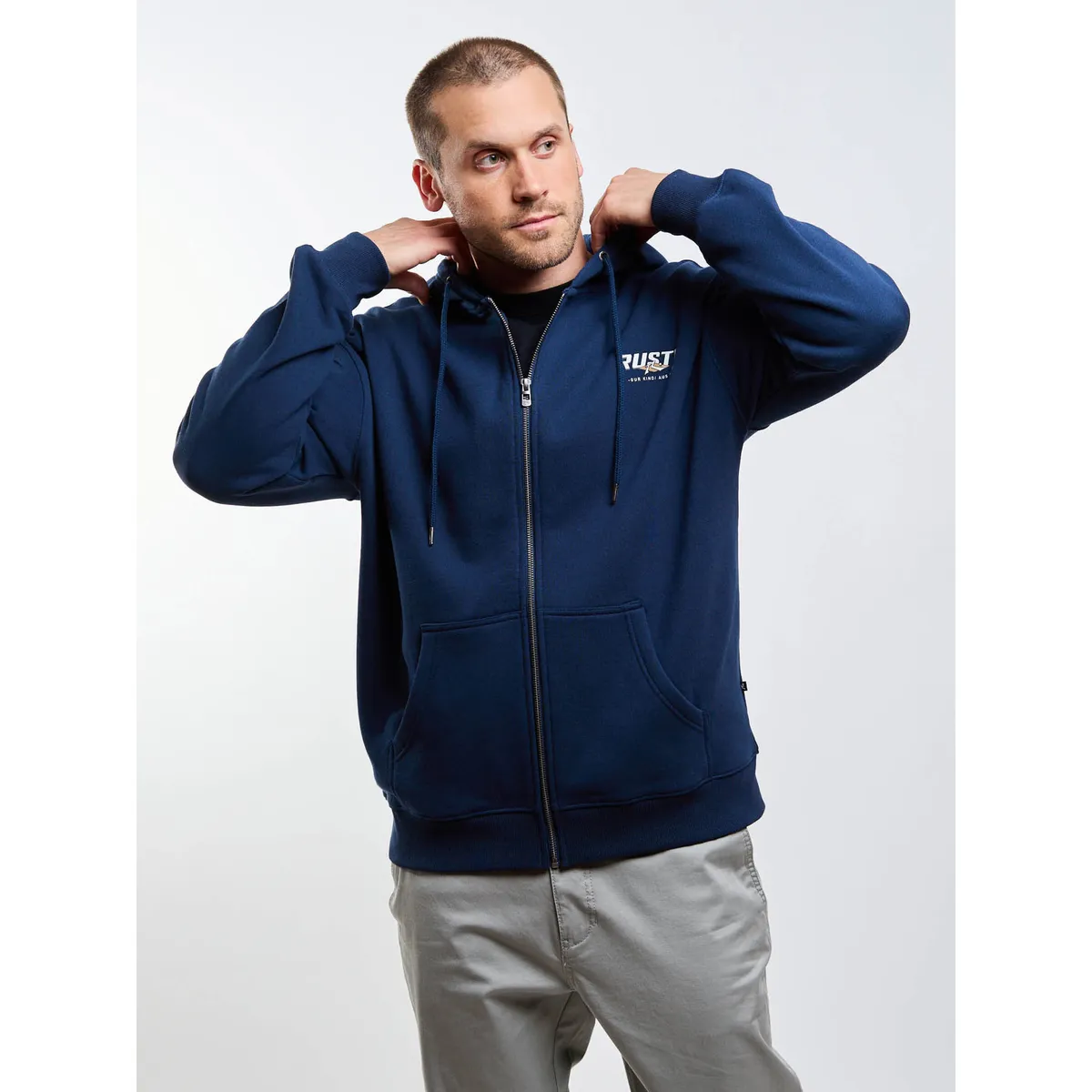 RUSTY - Poleron FZ Double Or Quits Zip Azul Hombre Rusty