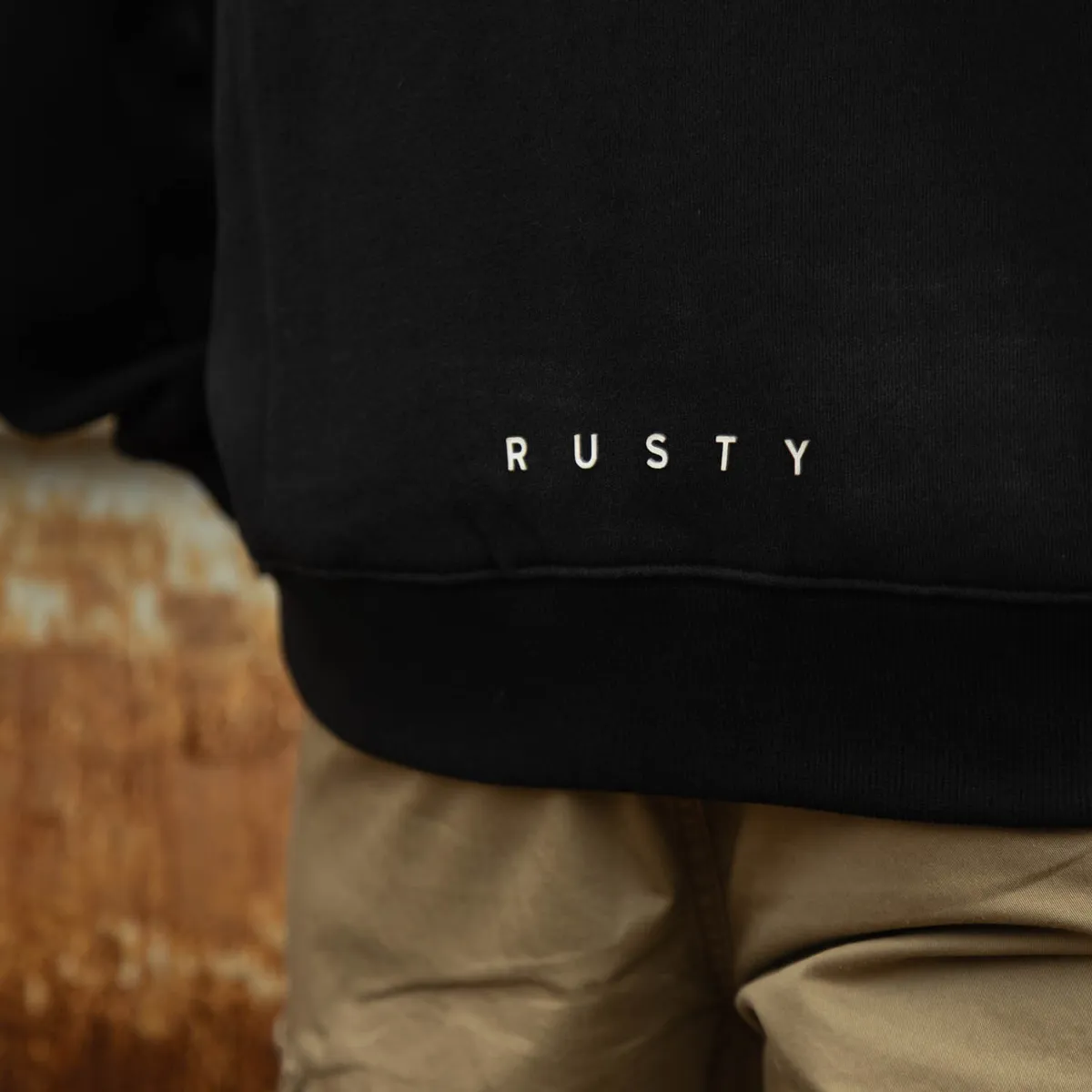 RUSTY - Poleron FZ Graff R Zip Negro Hombre Rusty