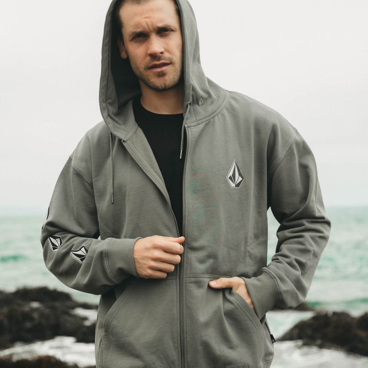 VOLCOM - Poleron FZ Tallows Zip Verde Hombre Volcom