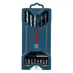 BOSCH - Brocas Mini-x-line Madera,muro Y Puntas Juego De 15pzs