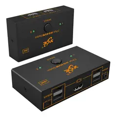 EVERSO - Switch KVM HDMI 2 Puertos 4K con USB para Teclado y Mouse – Selector 2 PC 1 Monitor