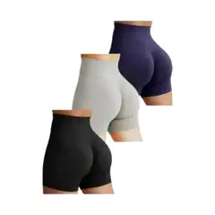 LOOK SHOP - Pack 3 Short Algodón Corto. Tipo Calza, Mujer. Gym. Colegio 485