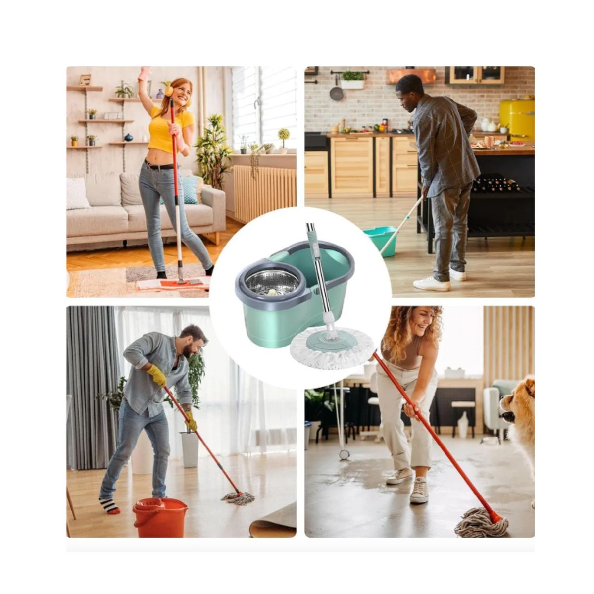 GENERICO - Mopa Giratoria 360° con Balde Centrifugador - Calipso