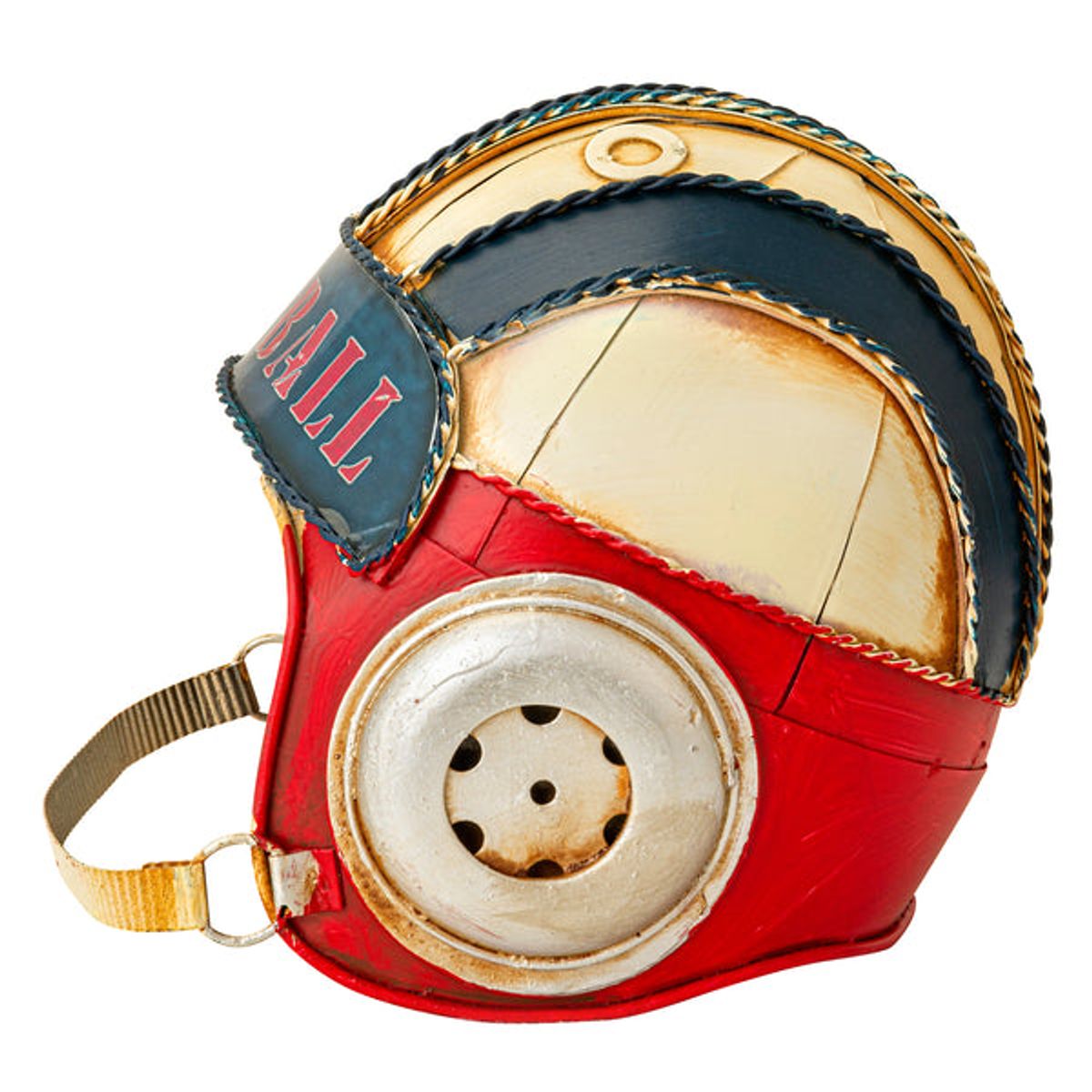 VGO - Adorno metal casco 17x15x15 cm.  Rojo Vgo
