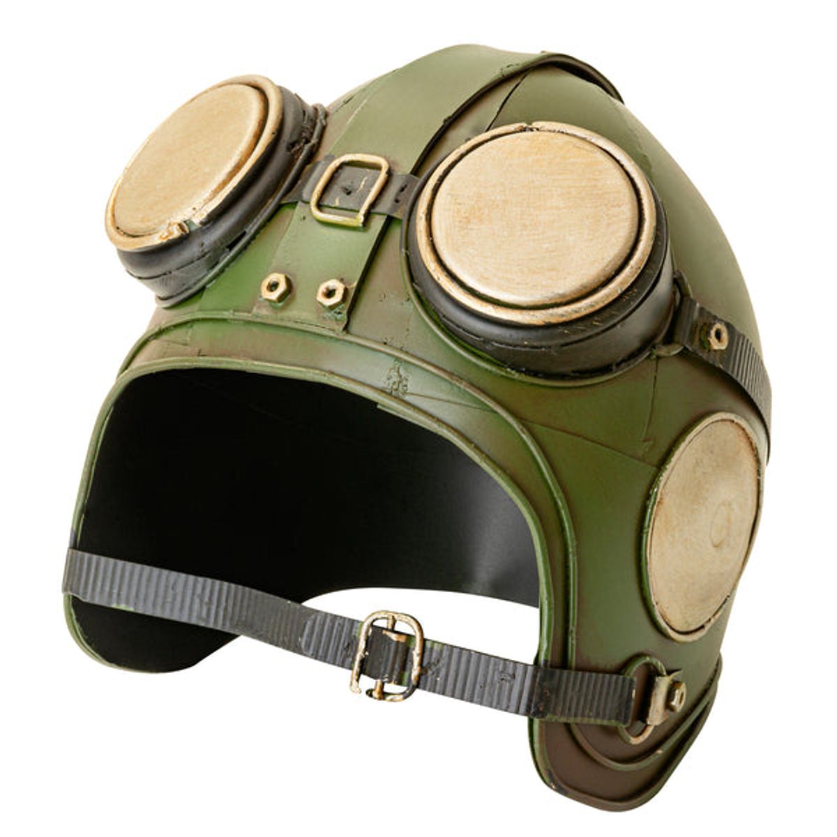 VGO - Adorno metal casco 15x15x14 cm.  Verde Vgo