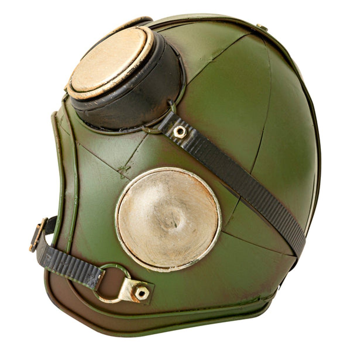 VGO - Adorno metal casco 15x15x14 cm.  Verde Vgo