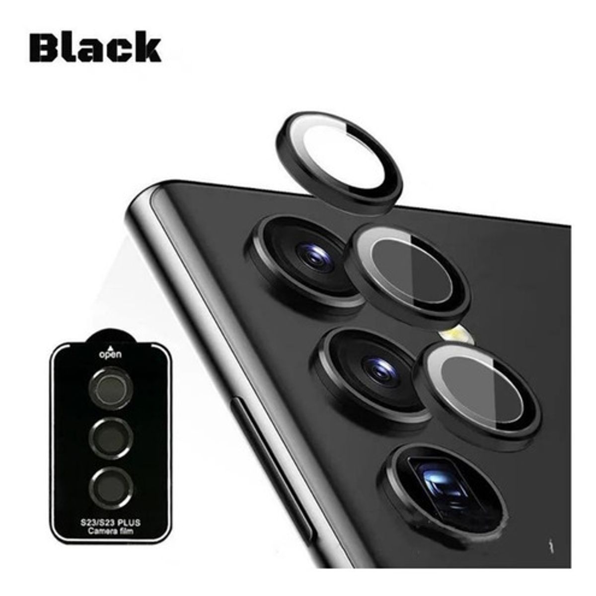 GENERICO - Protector De Lentes Para Cámara Samsung S23 S23 Plus Negro