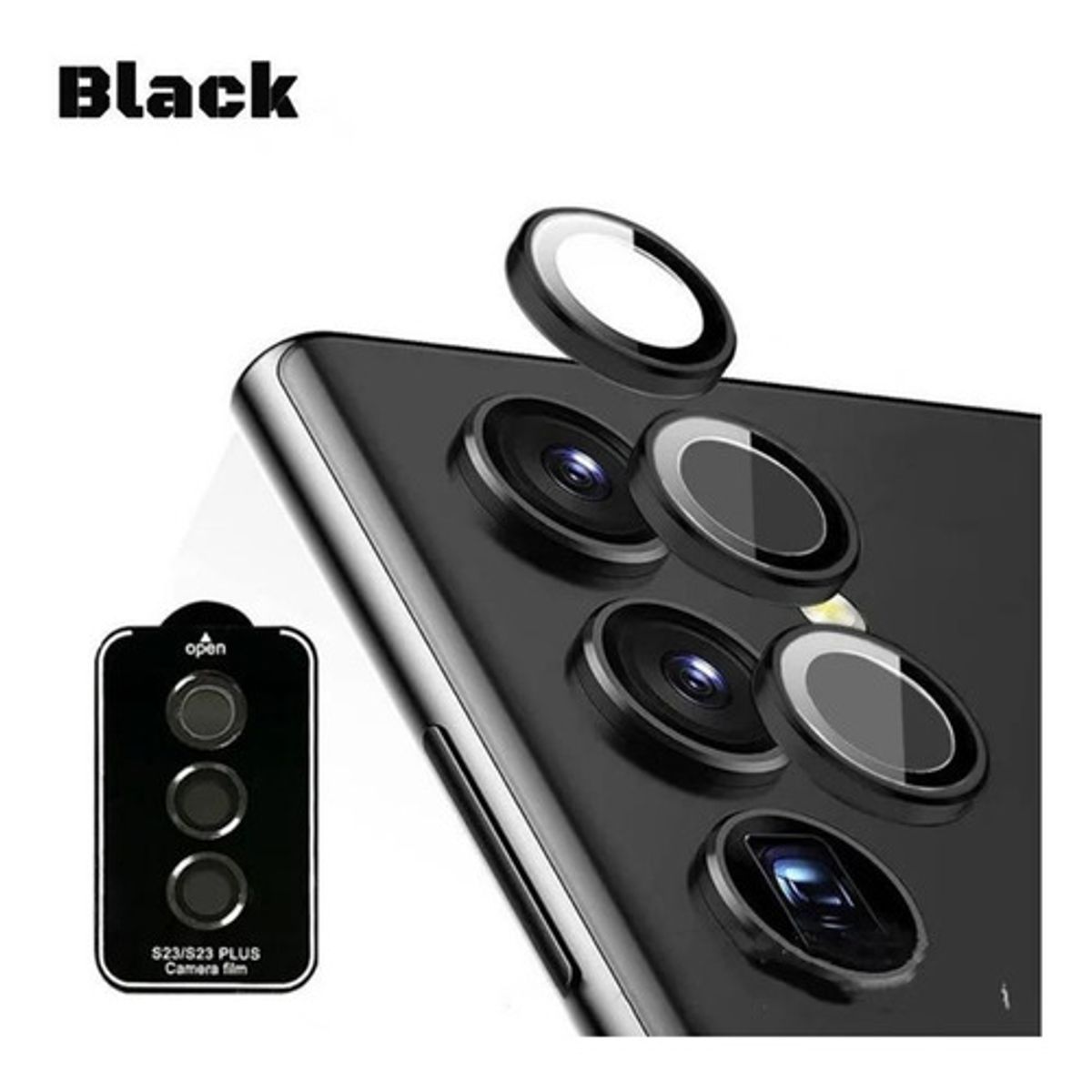 GENERICO - Protector De Lentes Para Cámara Samsung S23 S23 Plus Negro