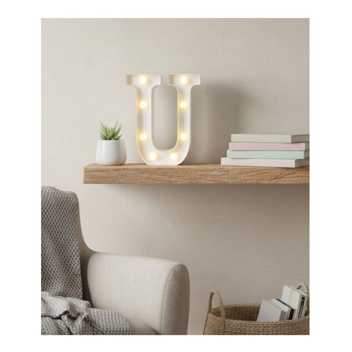 GENERICO - Letra Luminosa Led Rígido Para Decoración U