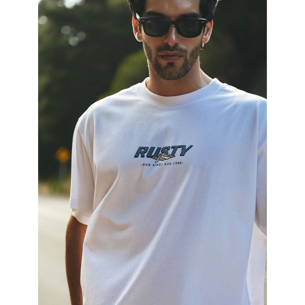 RUSTY - Polera MC Double Or Quits Blanco Hombre Rusty