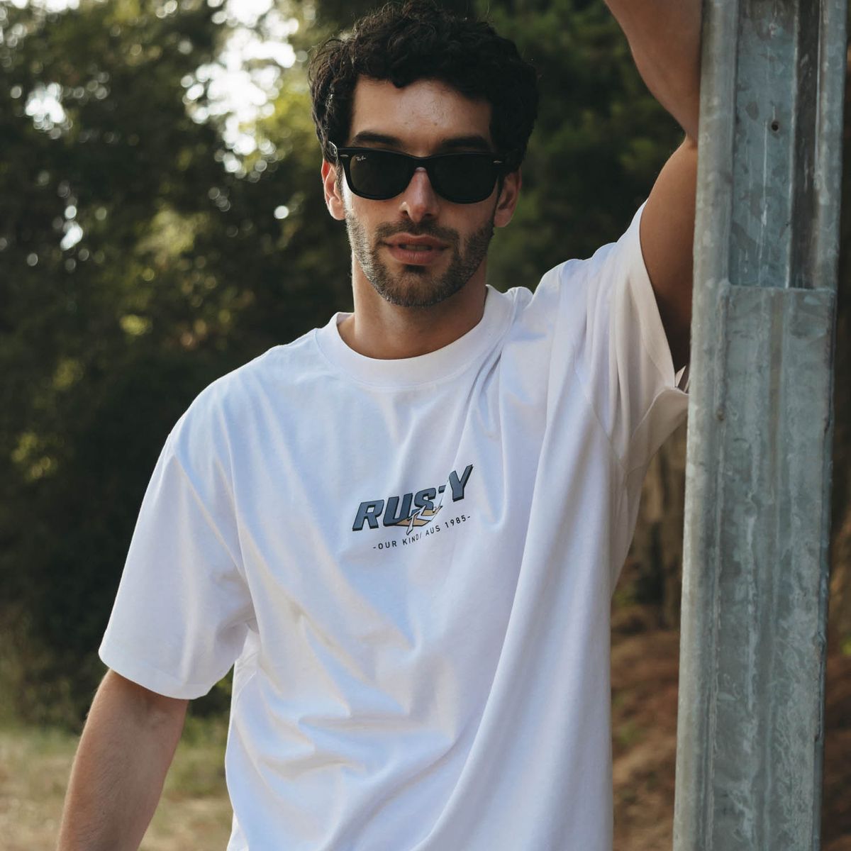 RUSTY - Polera MC Double Or Quits Blanco Hombre Rusty