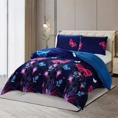 GENERICO - Plumon Plush Liso Con Chiporro 2 Plazas + 2 Fundas Almohada - Multicolor - 2 Plazas