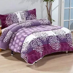 GENERICO - Plumon Plush Liso Con Chiporro 2 Plazas + 2 Fundas Almohada - Multicolor - 2 Plazas