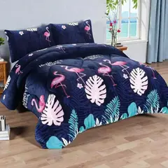 GENERICO - Plumon Plush Liso Con Chiporro 2 Plazas + 2 Fundas Almohada - Multicolor - 2 Plazas