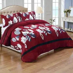 GENERICO - Plumon Plush Liso Con Chiporro 2 Plazas + 2 Fundas Almohada - Multicolor - 2 Plazas