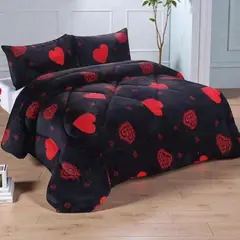 GENERICO - Plumon Plush Liso Con Chiporro 2 Plazas + 2 Fundas Almohada - Multicolor - 2 Plazas