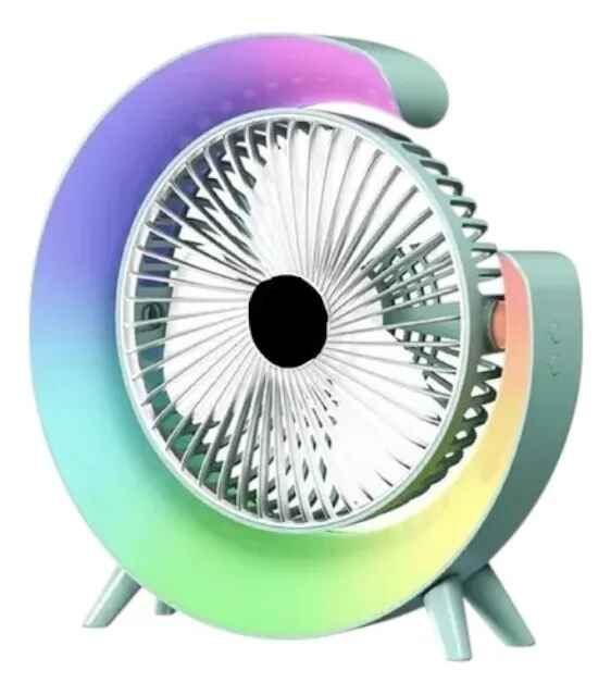 GENERICO Ventilador De Mesa Recargable Usb 2 En 1 Con Lámpara Luz Led 16.5 Cm 50hz-60hz Blanco Plástico